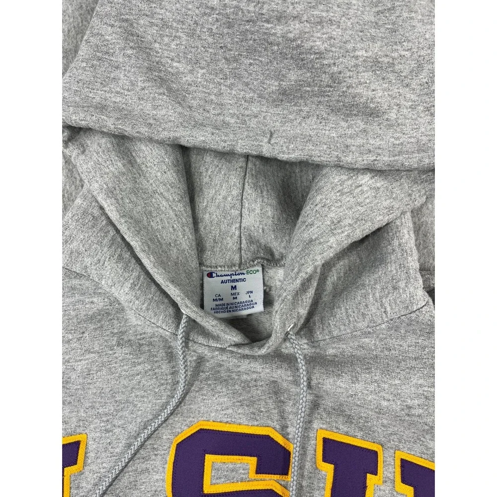 LSU Tigers Sweatshirt Adult S Gray Champion Hooded Regular Fit Geaux Tigers